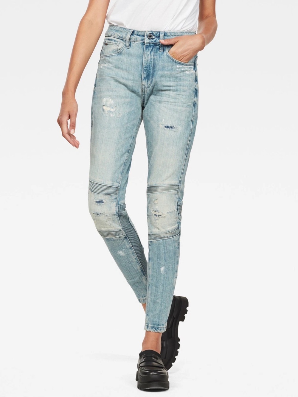 G-Star Raw Motac Deconstructed 3D Distressed High Skinny Jeans size 26